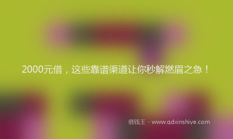 2000元借，这些靠谱渠道让你秒解燃眉之急！