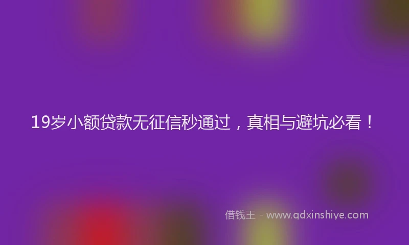 19岁小额贷款无征信秒通过，真相与避坑必看！