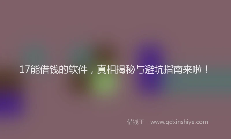 17能借钱的软件，真相揭秘与避坑指南来啦！