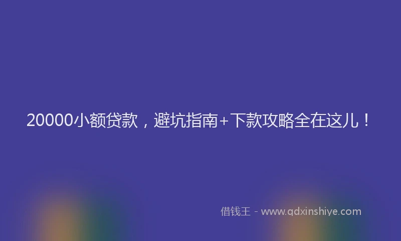 20000小额贷款，避坑指南+下款攻略全在这儿！
