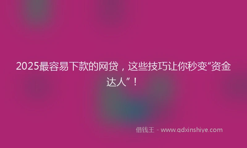 2025最容易下款的网贷，这些技巧让你秒变“资金达人”！