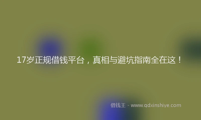 17岁正规借钱平台，真相与避坑指南全在这！