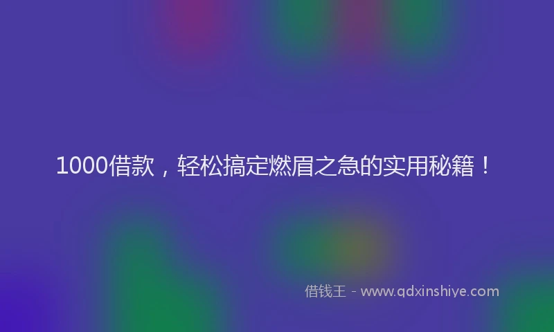 1000借款，轻松搞定燃眉之急的实用秘籍！