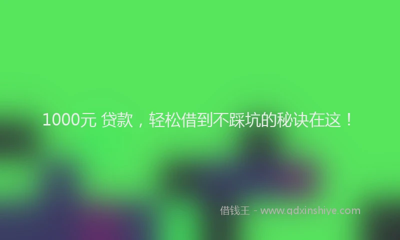 1000元 贷款，轻松借到不踩坑的秘诀在这！