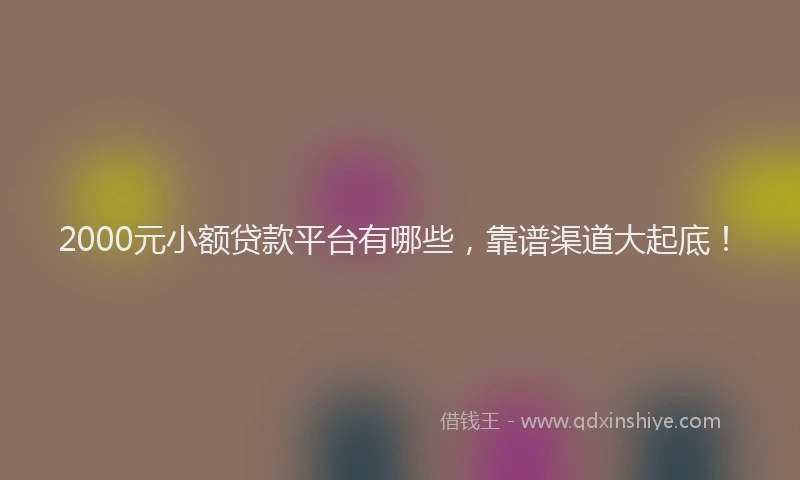 2000元小额贷款平台有哪些，靠谱渠道大起底！