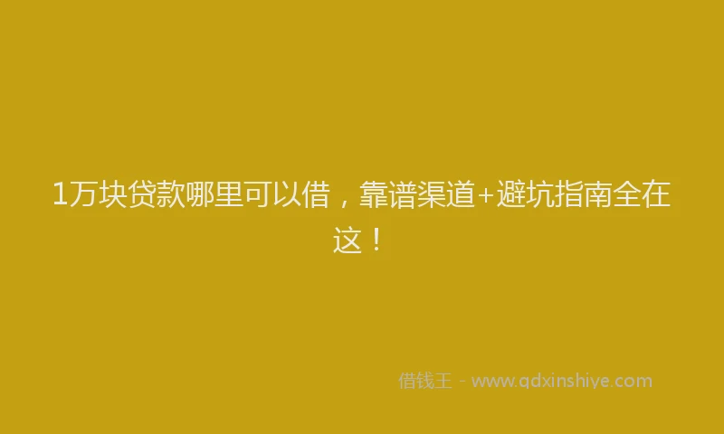 1万块贷款哪里可以借，靠谱渠道+避坑指南全在这！