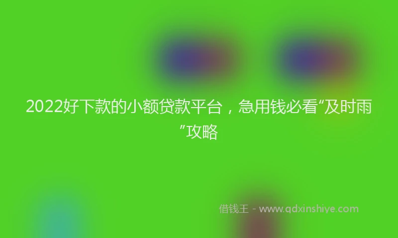 2022好下款的小额贷款平台，急用钱必看“及时雨”攻略