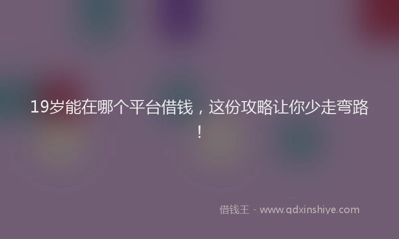 19岁能在哪个平台借钱，这份攻略让你少走弯路！