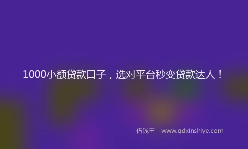 1000小额贷款口子，选对平台秒变贷款达人！