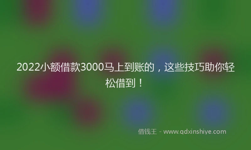 2022小额借款3000马上到账的，这些技巧助你轻松借到！