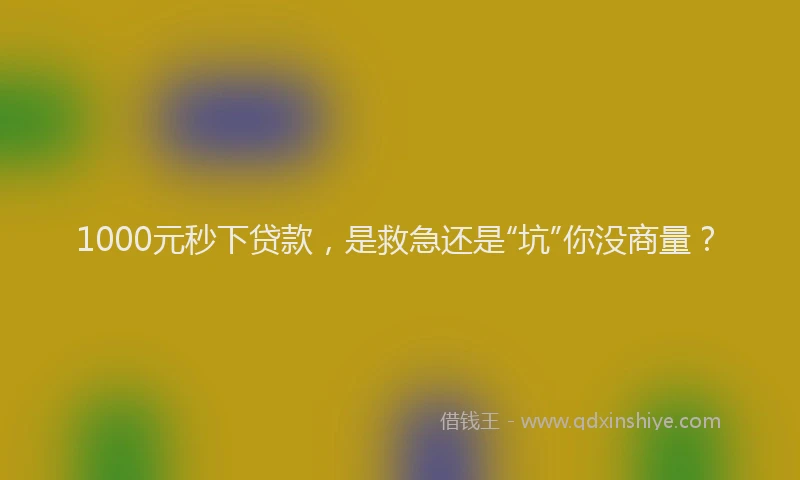 1000元秒下贷款，是救急还是“坑”你没商量？