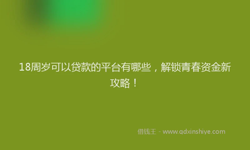 18周岁可以贷款的平台有哪些，解锁青春资金新攻略！