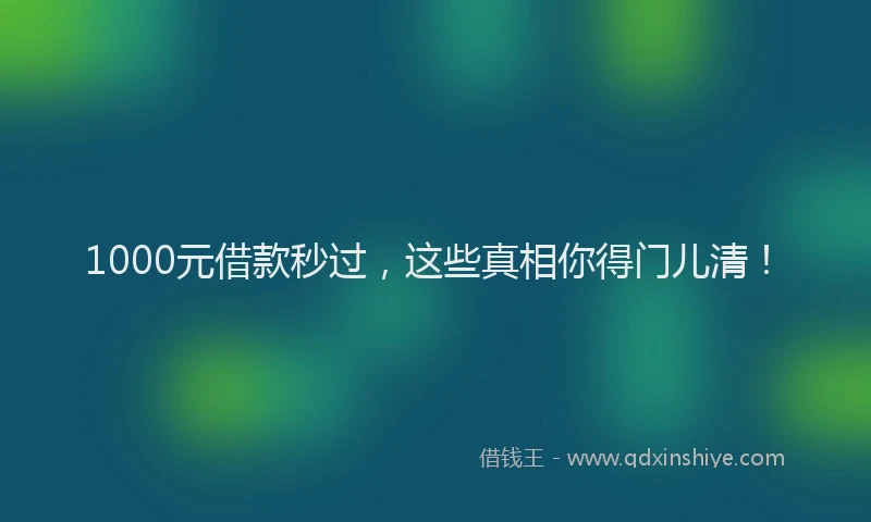 1000元借款秒过,这些真相你得门儿清!