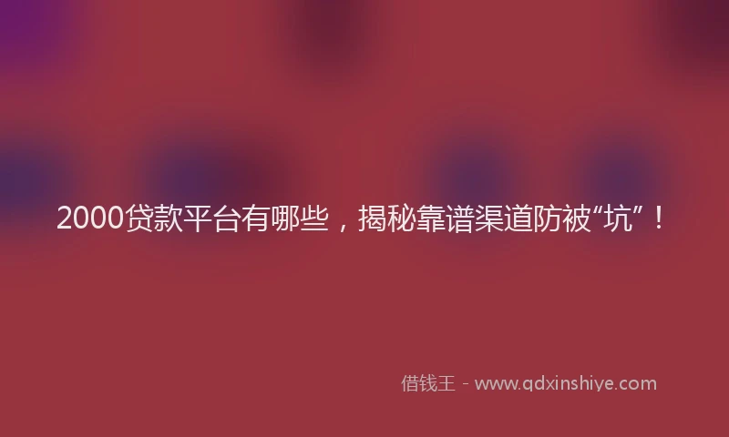2000贷款平台有哪些，揭秘靠谱渠道防被“坑”！