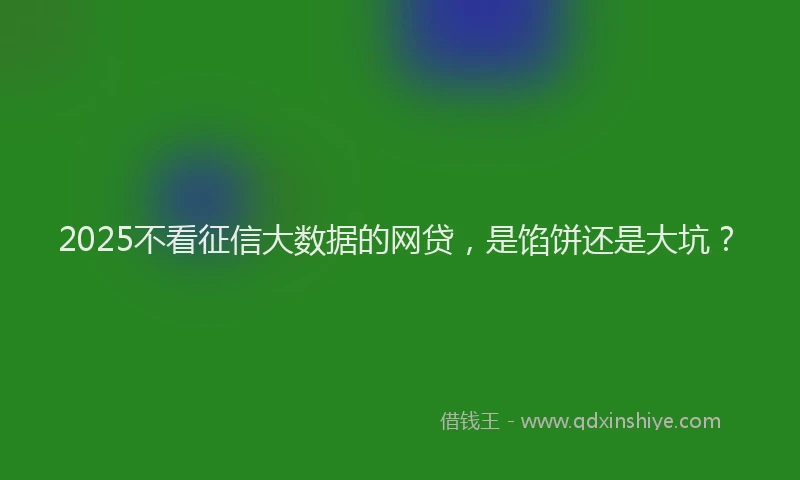2025不看征信大数据的网贷，是馅饼还是大坑？