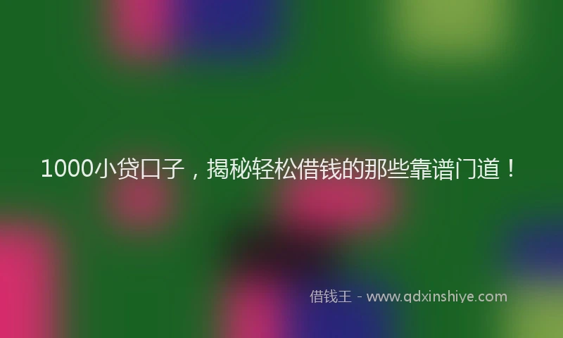 1000小贷口子，揭秘轻松借钱的那些靠谱门道！