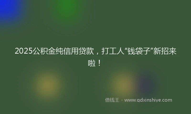 2025公积金纯信用贷款，打工人“钱袋子”新招来啦！