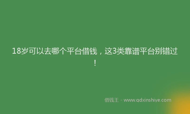 18岁可以去哪个平台借钱，这3类靠谱平台别错过！
