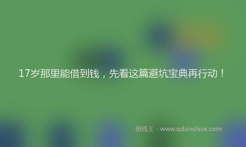 17岁那里能借到钱，先看这篇避坑宝典再行动！