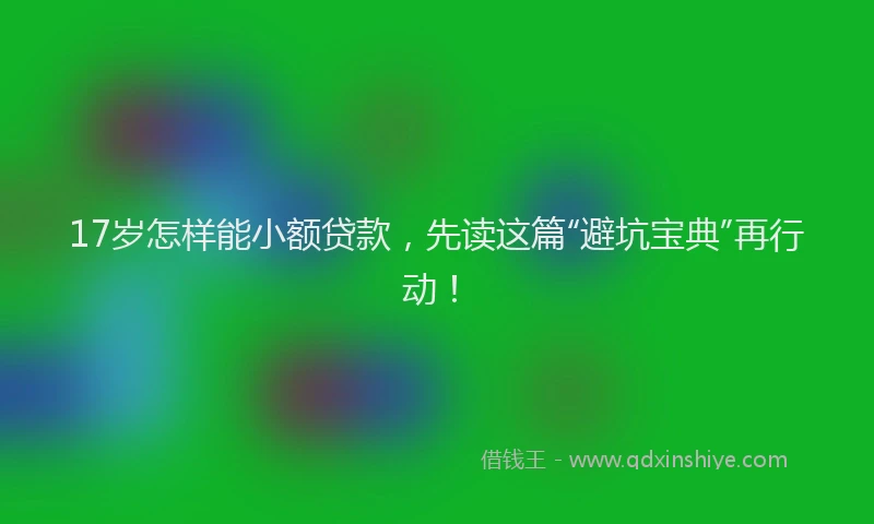 17岁怎样能小额贷款，先读这篇“避坑宝典”再行动！