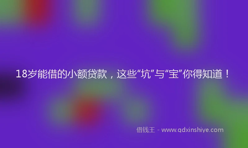 18岁能借的小额贷款，这些“坑”与“宝”你得知道！