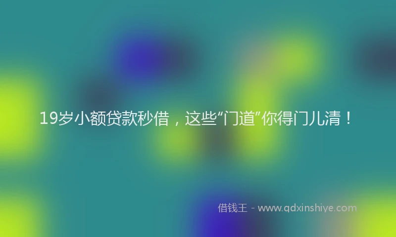 19岁小额贷款秒借，这些“门道”你得门儿清！