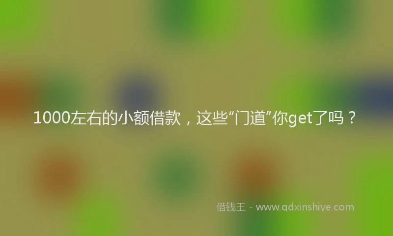 1000左右的小额借款，这些“门道”你get了吗？