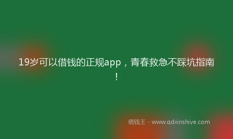 19岁可以借钱的正规app，青春救急不踩坑指南！
