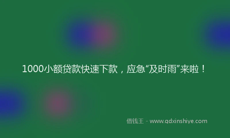 1000小额贷款快速下款，应急“及时雨”来啦！