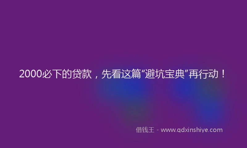 2000必下的贷款，先看这篇“避坑宝典”再行动！