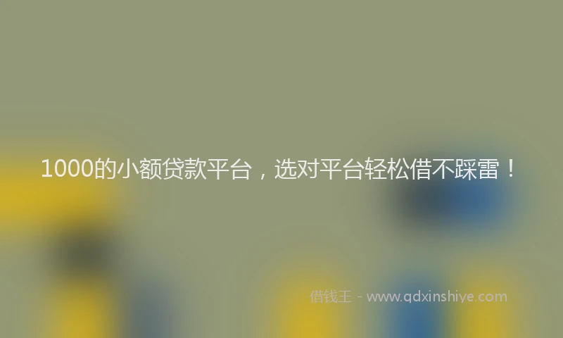 1000的小额贷款平台，选对平台轻松借不踩雷！