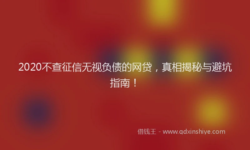 2020不查征信无视负债的网贷，真相揭秘与避坑指南！
