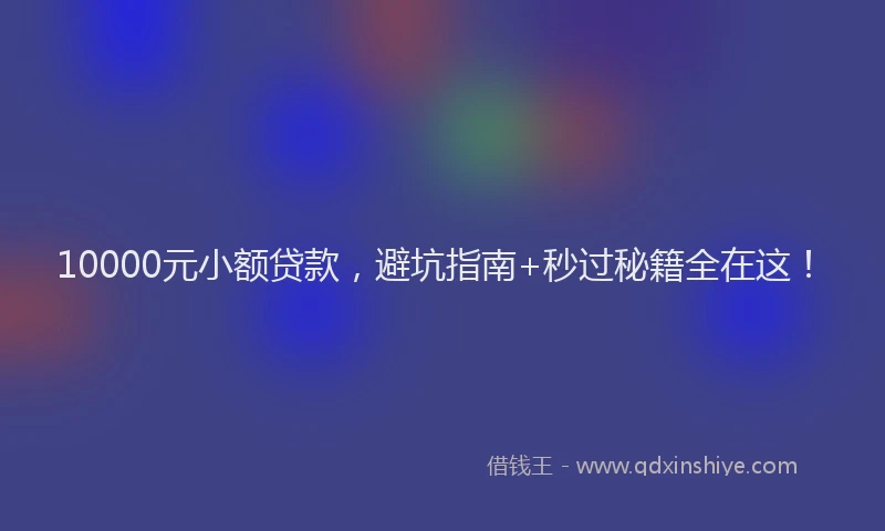 10000元小额贷款，避坑指南+秒过秘籍全在这！