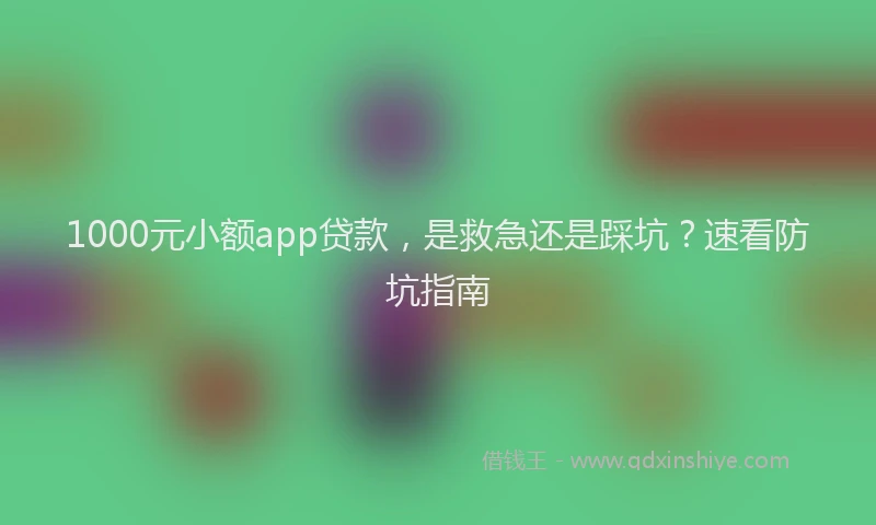 1000元小额app贷款，是救急还是踩坑？速看防坑指南