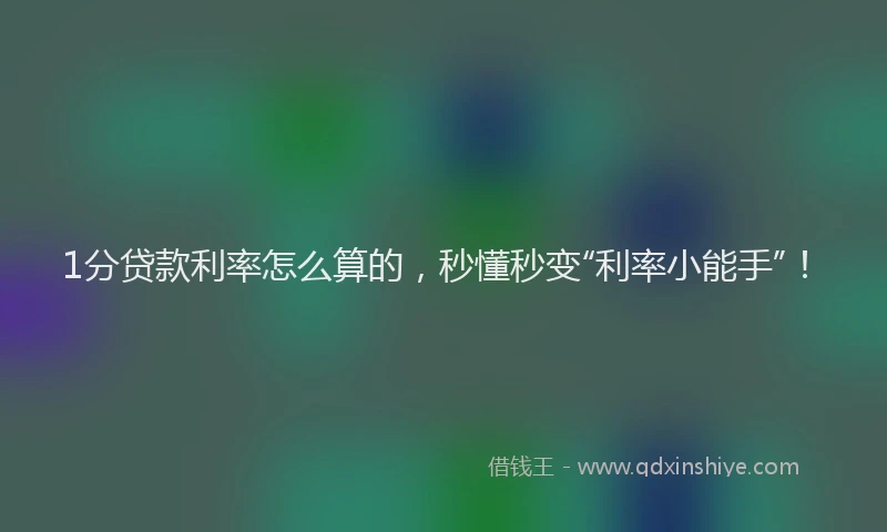 1分贷款利率怎么算的，秒懂秒变“利率小能手”！