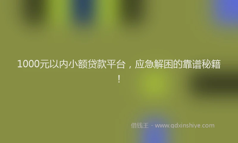 1000元以内小额贷款平台，应急解困的靠谱秘籍！