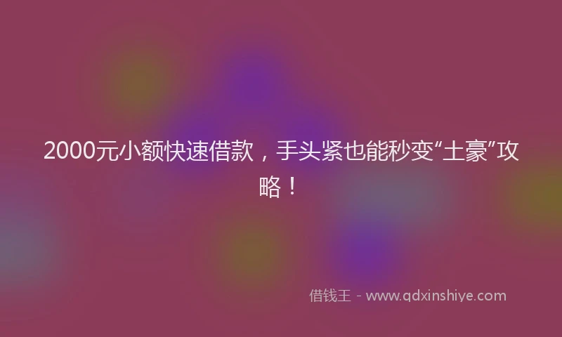 2000元小额快速借款，手头紧也能秒变“土豪”攻略！