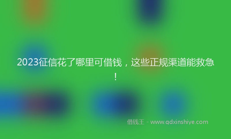 2023征信花了哪里可借钱，这些正规渠道能救急！