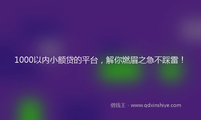 1000以内小额贷的平台，解你燃眉之急不踩雷！