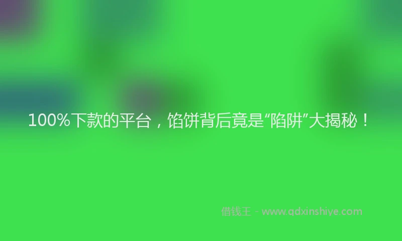 100%下款的平台，馅饼背后竟是“陷阱”大揭秘！