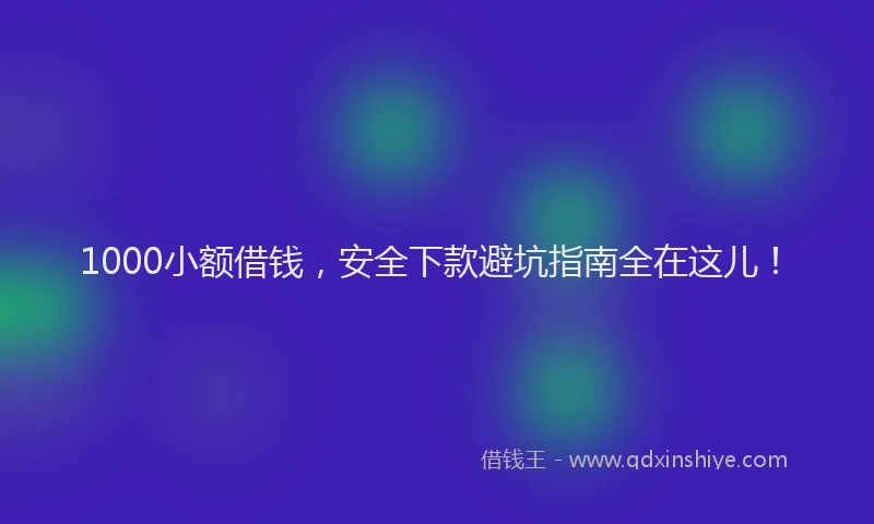 1000小额借钱，安全下款避坑指南全在这儿！