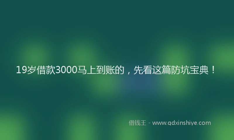 19岁借款3000马上到账的，先看这篇防坑宝典！