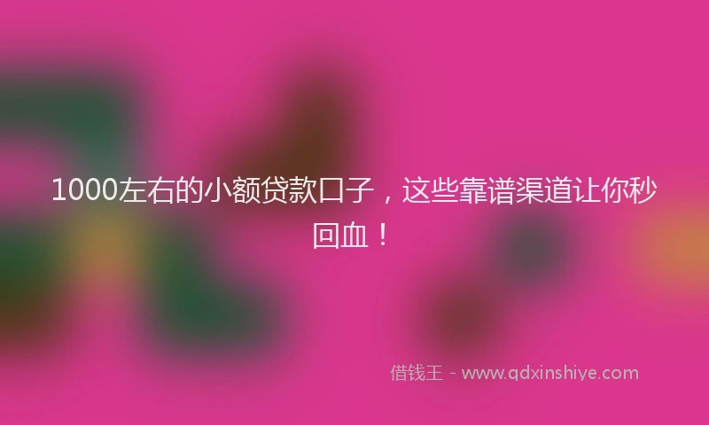 1000左右的小额贷款口子，这些靠谱渠道让你秒回血！