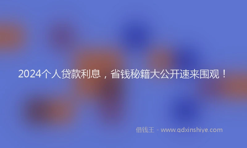 2024个人贷款利息，省钱秘籍大公开速来围观！