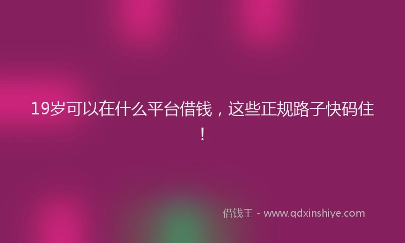 19岁可以在什么平台借钱，这些正规路子快码住！