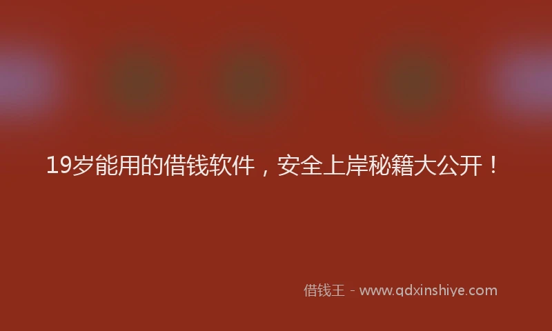 19岁能用的借钱软件,安全上岸秘籍大公开!