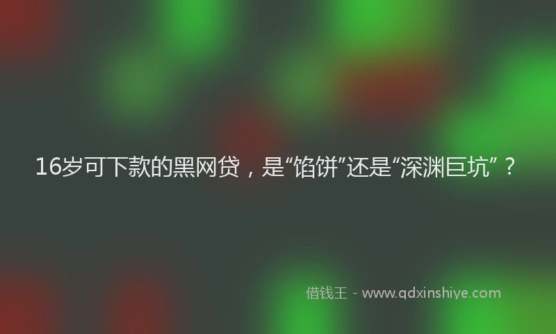 16岁可下款的黑网贷，是“馅饼”还是“深渊巨坑”？