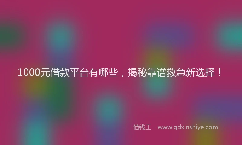 1000元借款平台有哪些，揭秘靠谱救急新选择！