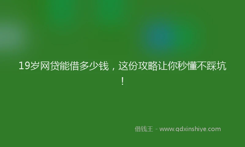 19岁网贷能借多少钱，这份攻略让你秒懂不踩坑！