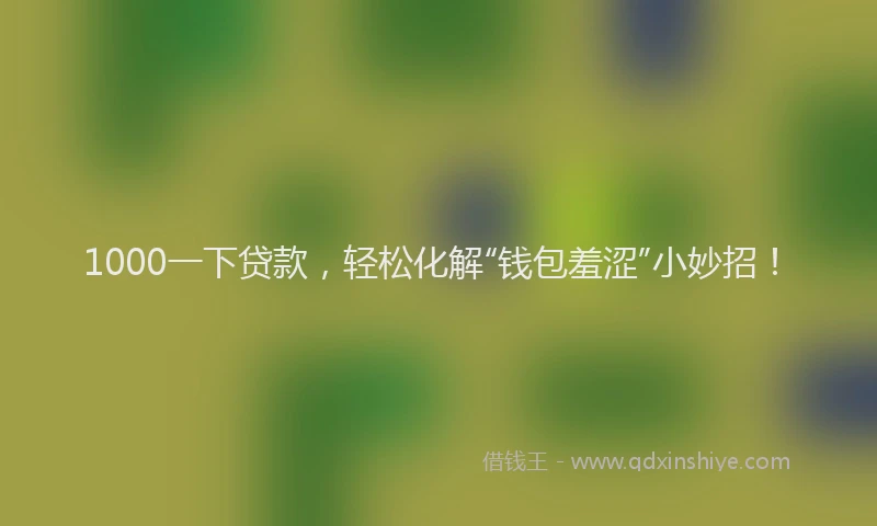 1000一下贷款，轻松化解“钱包羞涩”小妙招！